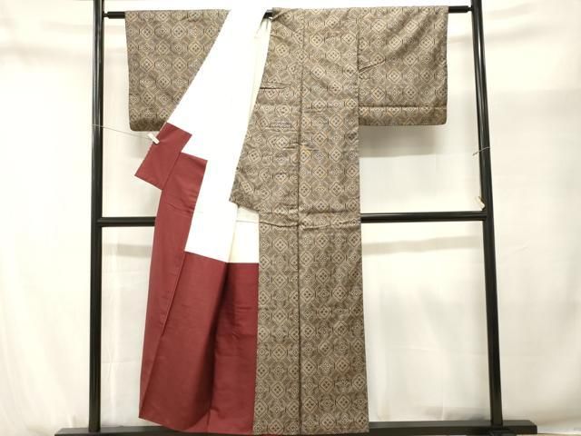 平和屋着物■本場大島紬　割り込み絣　菱七宝花文　正絹　逸品　CABN1691ev