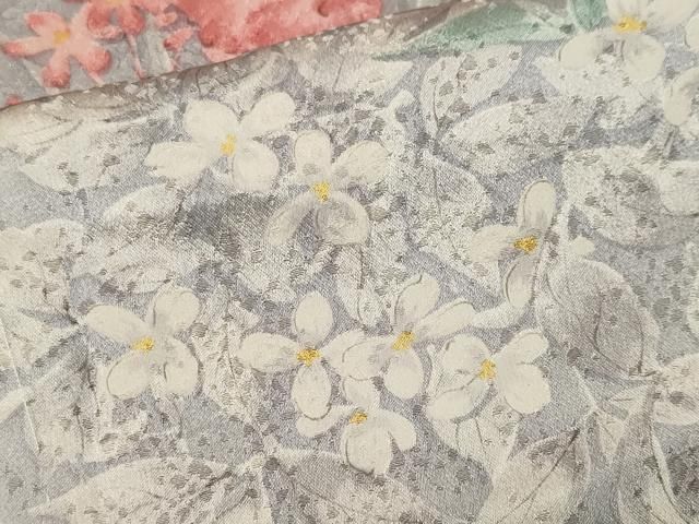 平和屋着物■上質な小紋　麻生観佑作　草花文　金糸　正絹　逸品　CABN1697ev