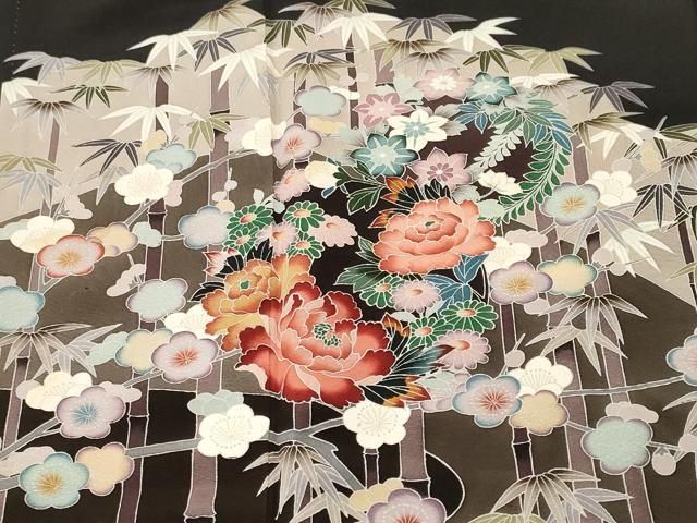 平和屋着物■豪華黒留袖　作家物　松竹梅花文　正絹　逸品　CABN1699ev