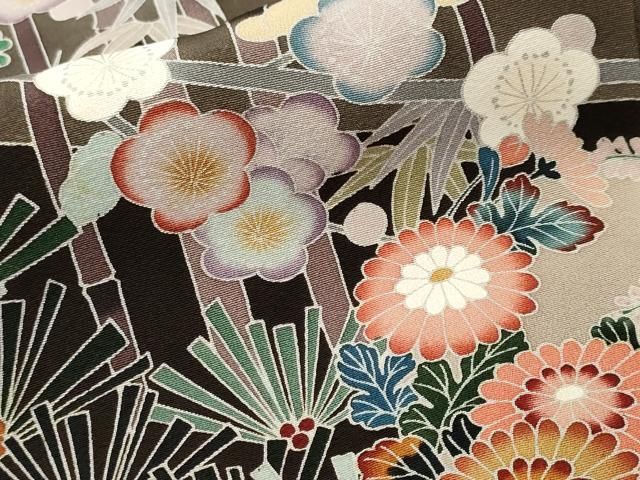 平和屋着物■豪華黒留袖　作家物　松竹梅花文　正絹　逸品　CABN1699ev