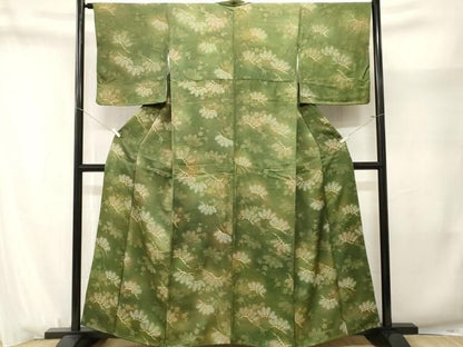 平和屋着物■上質な小紋　松葉花文　暈し染め　金彩　正絹　逸品　CABN1703ev