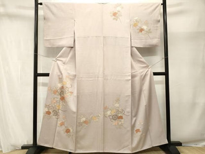 平和屋着物■訪問着　刺繍　源氏車枝花文　金彩　正絹　逸品　CABN1705ev