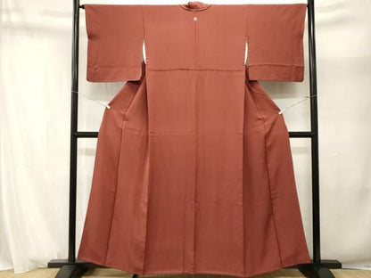 平和屋着物■上質な色無地　小豆色　正絹　逸品　CABN1706ev