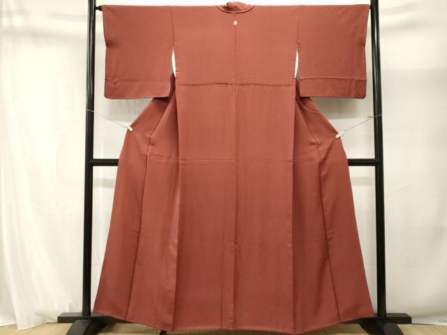 平和屋着物■上質な色無地　小豆色　正絹　逸品　CABN1706ev