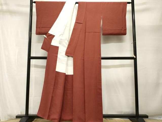 平和屋着物■上質な色無地　小豆色　正絹　逸品　CABN1706ev