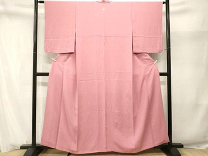 平和屋着物■上質な色無地　紅梅色　正絹　逸品　CABN1708ev
