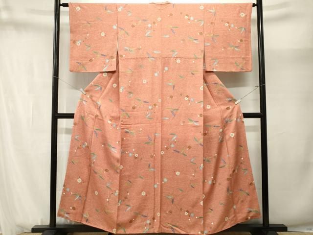 平和屋着物■上質な小紋　枝花文　正絹　逸品　CABN1712ev