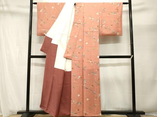 平和屋着物■上質な小紋　枝花文　正絹　逸品　CABN1712ev
