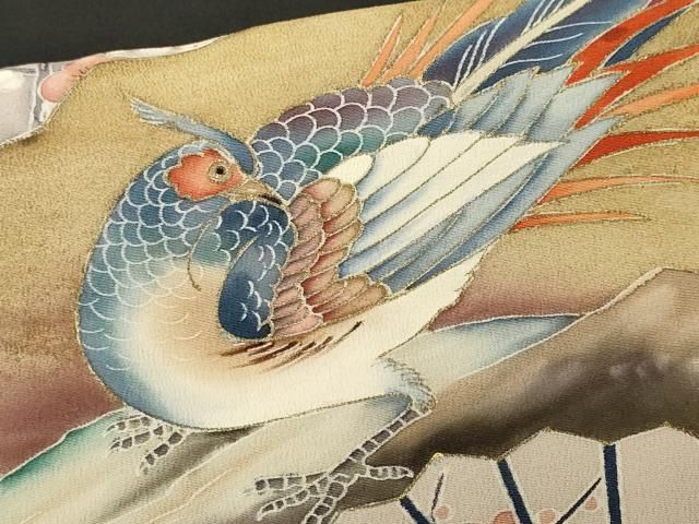 平和屋着物■豪華黒留袖　作家物　扇面尾長鳥笹梅文　暈し染め　金彩　正絹　逸品　CABN1715ev