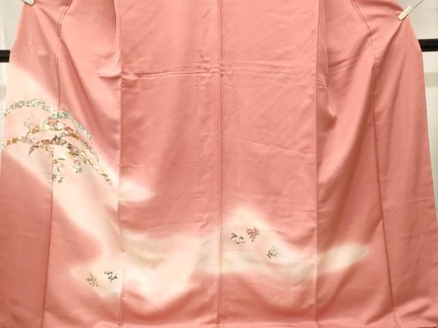 平和屋着物■訪問着　総刺繍　雪芝草花文　暈し染め　正絹　逸品　CABN1717ev