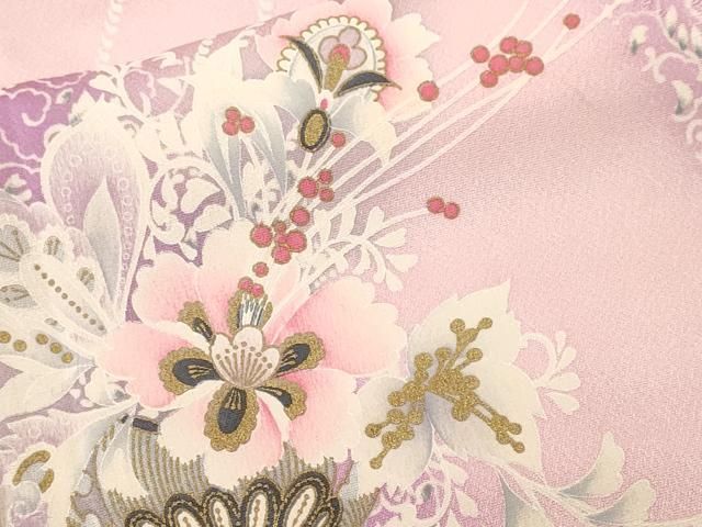 平和屋着物■上質な小紋　更紗枝花文　暈し染め　金彩　正絹　逸品　CABN1734ev