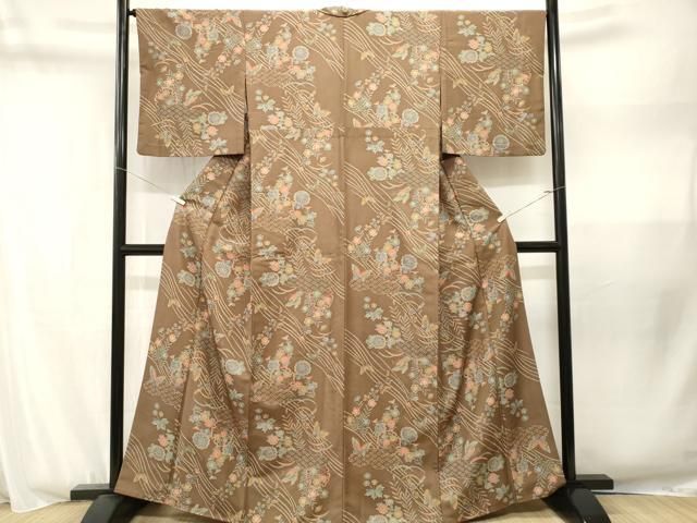 平和屋着物■上質な小紋　雪輪流水花蝶文　正絹　逸品　CABN1795ev