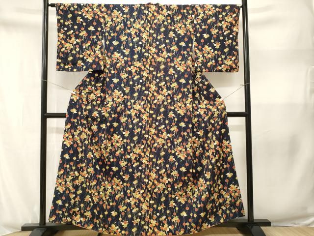 平和屋着物■小紋　芒草花文　洗える着物　CABN1812ev
