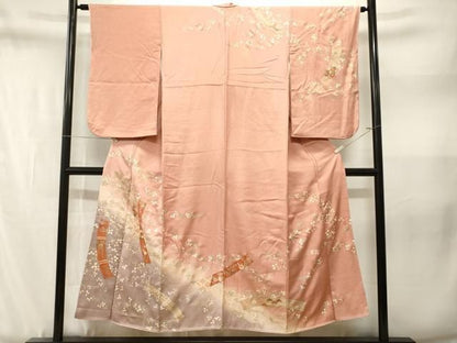 平和屋着物■訪問着　短冊枝萩花文　暈し染め　金銀彩　正絹　逸品　CABN1819ev