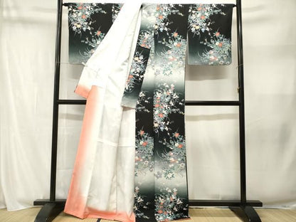 平和屋着物■小紋　草花文　暈し染め　洗える着物　CABN1835ev
