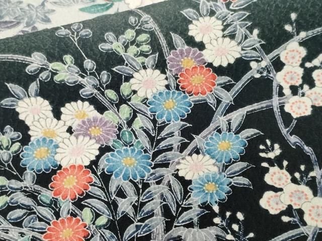 平和屋着物■小紋　草花文　暈し染め　洗える着物　CABN1835ev