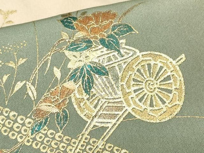 平和屋着物■訪問着　地紙花車文　暈し染め　金彩　正絹　逸品　CABN1838ev