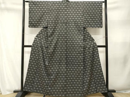 平和屋着物■小紋　麻の葉文様　洗える着物　CABN1841ev