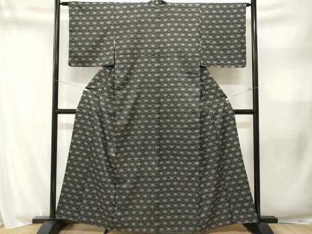 平和屋着物■小紋　麻の葉文様　洗える着物　CABN1841ev