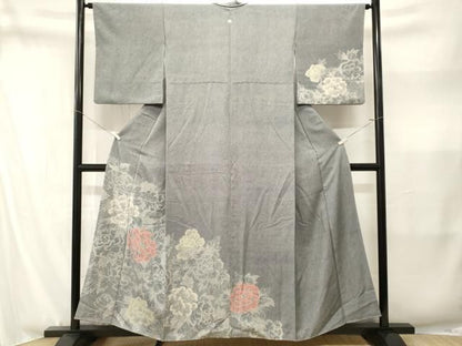 平和屋着物■訪問着　江戸小紋　草花文　青海波文　正絹　逸品　CABN1853ev