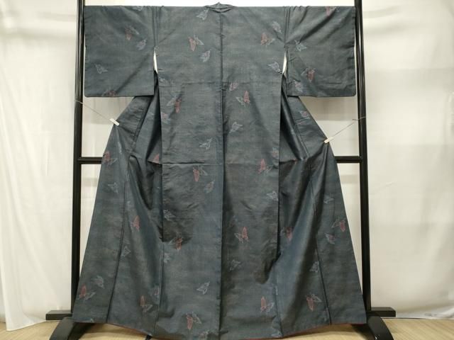 平和屋着物■本場大島紬　9マルキ　舞蝶文　正絹　逸品　CABN1871ev