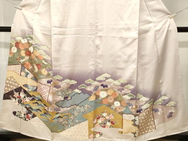 平和屋着物■訪問着　駒刺繍　屏風吉祥花文　暈し染め　金彩　正絹　逸品　CABN1874ev