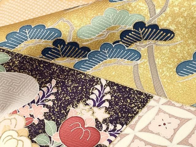 平和屋着物■訪問着　駒刺繍　屏風吉祥花文　暈し染め　金彩　正絹　逸品　CABN1874ev
