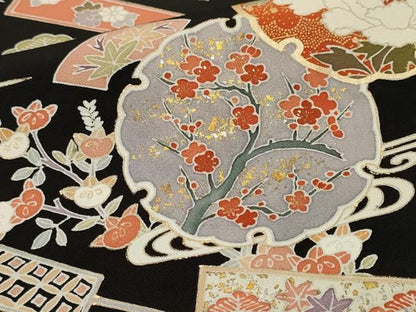 平和屋着物■豪華黒留袖　駒刺繍　松竹梅流水雪輪花文　金彩　正絹　逸品　CABN1887ev