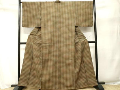 平和屋着物■小紋　縞　暈し染め　黒地　洗える着物　CABN1899ev