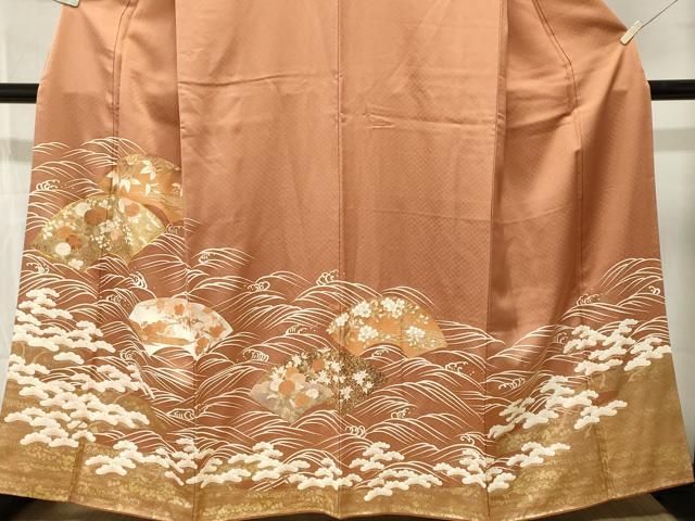 平和屋着物■豪華色留袖　駒刺繍　浜松地紙草花文　金彩　正絹　逸品　CABN1908ev