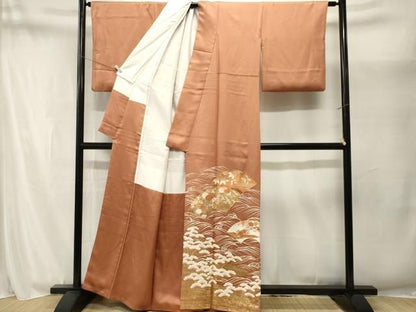 平和屋着物■豪華色留袖　駒刺繍　浜松地紙草花文　金彩　正絹　逸品　CABN1908ev