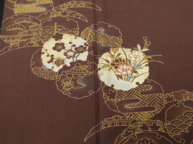 平和屋着物■訪問着　刺繍　雪芝雪輪枝花文　金銀彩　正絹　逸品　CABN1923ev