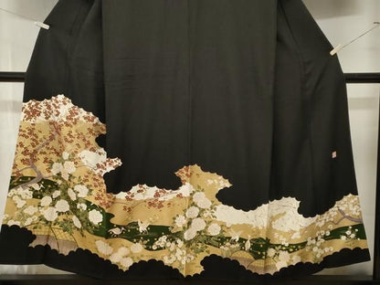 平和屋着物■豪華黒留袖　作家物　駒刺繍　白鷺　籬枝梅花文　金彩　正絹　逸品　CABN1933ev