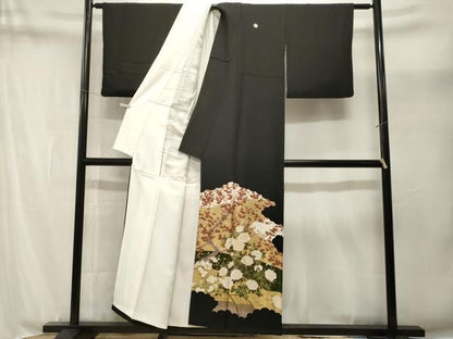 平和屋着物■豪華黒留袖　作家物　駒刺繍　白鷺　籬枝梅花文　金彩　正絹　逸品　CABN1933ev