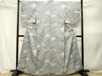 平和屋着物■上質な小紋　渡り橋青海波花文　正絹　逸品　CABN1948ev