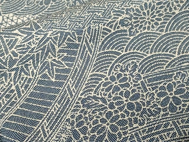 平和屋着物■上質な小紋　渡り橋青海波花文　正絹　逸品　CABN1948ev