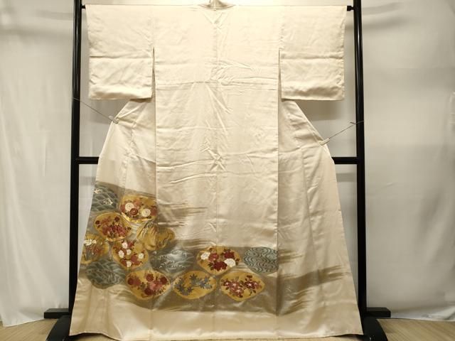 平和屋着物■豪華色留袖　駒刺繍　貝合せ立波草花文　暈し染め　金彩　ますいわ屋扱い　正絹　逸品　CABN1949ev
