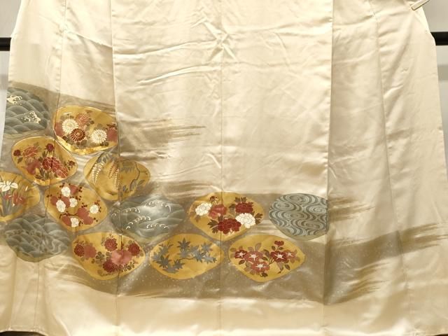 平和屋着物■豪華色留袖　駒刺繍　貝合せ立波草花文　暈し染め　金彩　ますいわ屋扱い　正絹　逸品　CABN1949ev