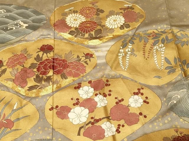 平和屋着物■豪華色留袖　駒刺繍　貝合せ立波草花文　暈し染め　金彩　ますいわ屋扱い　正絹　逸品　CABN1949ev