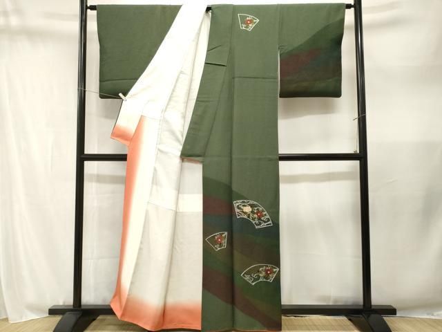 平和屋着物■訪問着　総刺繍　地紙立波草花文　正絹　逸品　CABN1956ev