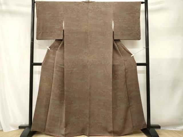 平和屋着物■上質な小紋　本草木染　松竹梅御所解文　鬼しぼ縮緬　正絹　逸品　CABN1964ev
