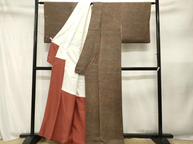 平和屋着物■上質な小紋　本草木染　松竹梅御所解文　鬼しぼ縮緬　正絹　逸品　CABN1964ev