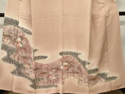 平和屋着物■訪問着　遠山草花文　暈し染め　正絹　逸品　CABN1965ev