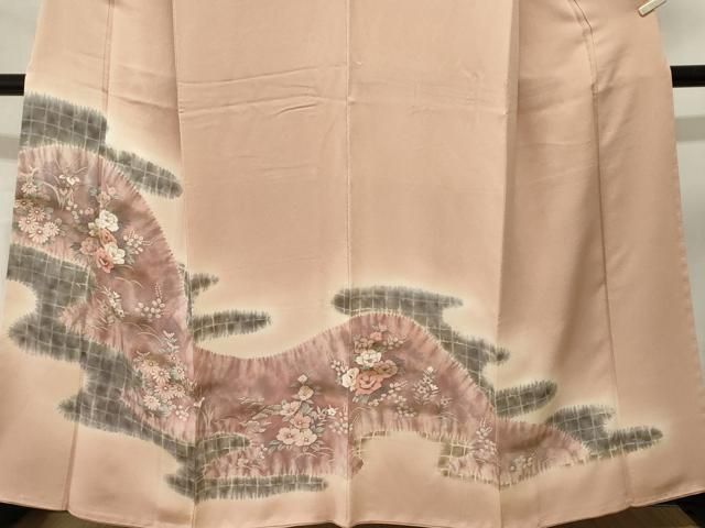 平和屋着物■訪問着　遠山草花文　暈し染め　正絹　逸品　CABN1965ev