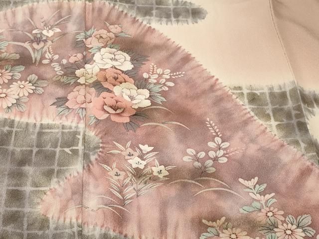平和屋着物■訪問着　遠山草花文　暈し染め　正絹　逸品　CABN1965ev