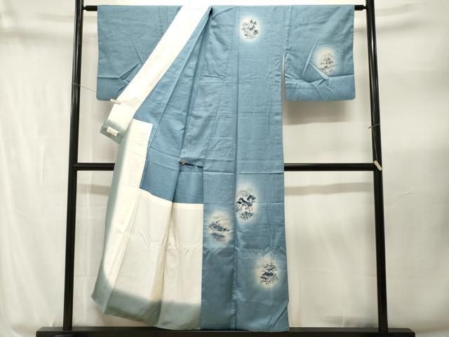 平和屋着物■訪問着　作家物　紬地　人物風景文　胴抜き仕立て　やまと誂製　正絹　逸品　CABN1968ev