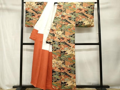 平和屋着物■上質な小紋　松竹梅切嵌花文　正絹　逸品　CABN1974ev
