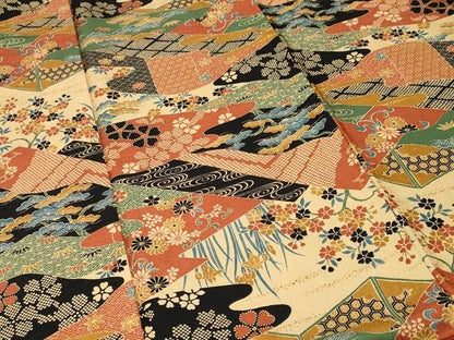 平和屋着物■上質な小紋　松竹梅切嵌花文　正絹　逸品　CABN1974ev
