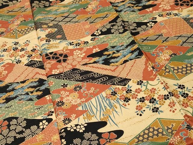 平和屋着物■上質な小紋　松竹梅切嵌花文　正絹　逸品　CABN1974ev