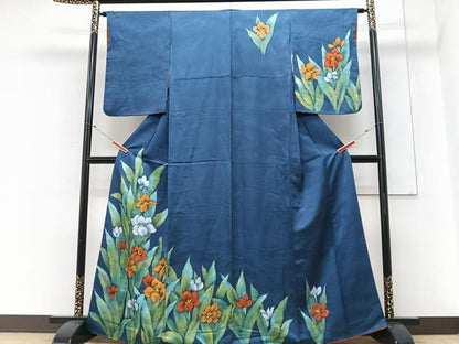 平和屋着物■訪問着　手描き　草花文　正絹　逸品　CABN2002xe